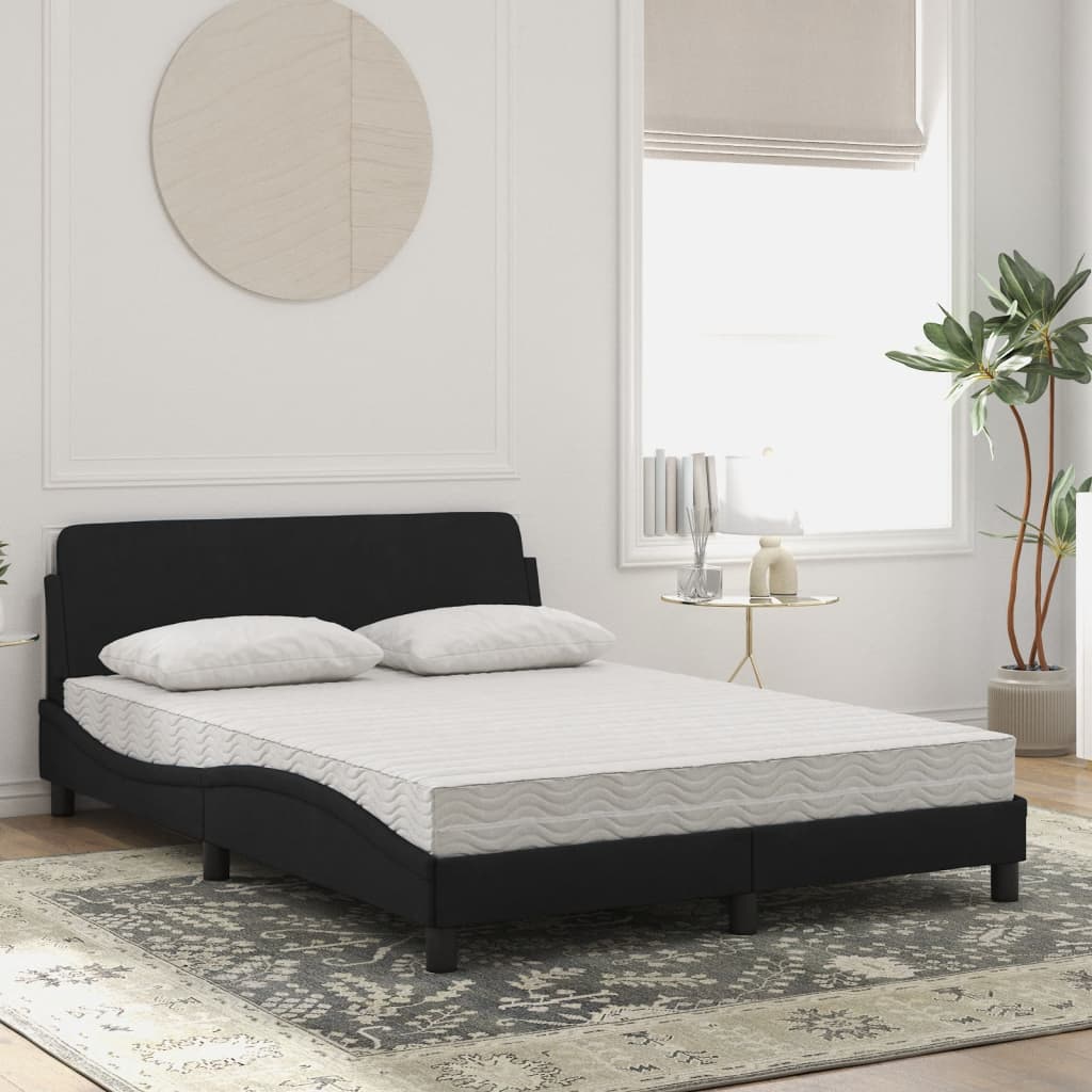 vidaXL Bett mit Matratze Schwarz 140x190 cm Samt