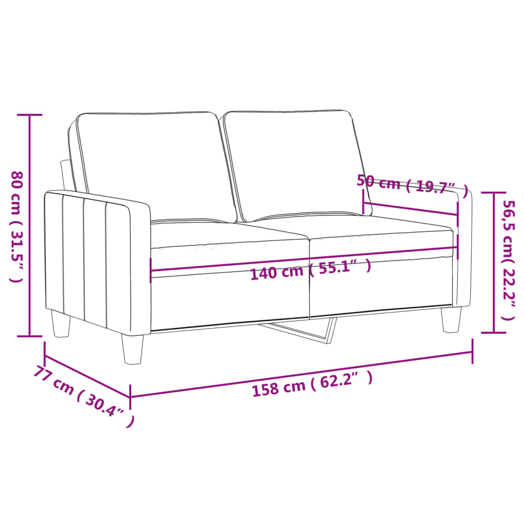 vidaXL 2-Sitzer-Sofa Hellgelb 140 cm Stoff