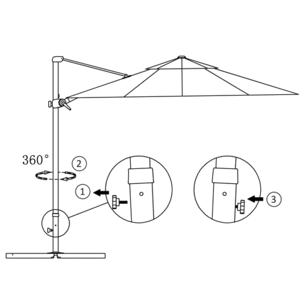 vidaXL Ampelschirm mit Aluminium-Mast 300 cm Sandweiß