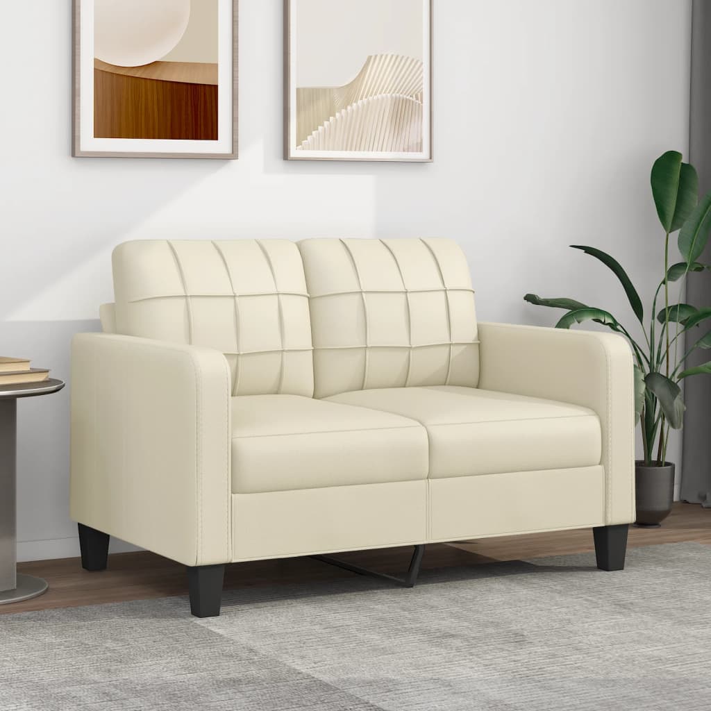 vidaXL 2-Sitzer-Sofa Creme 120 cm Kunstleder