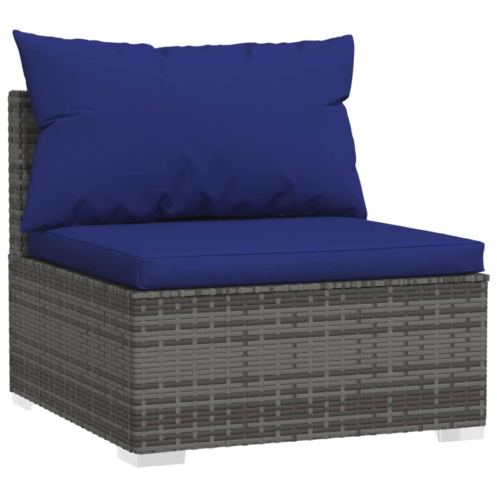 vidaXL 10-piece garden lounge set with cushions poly rattan grey