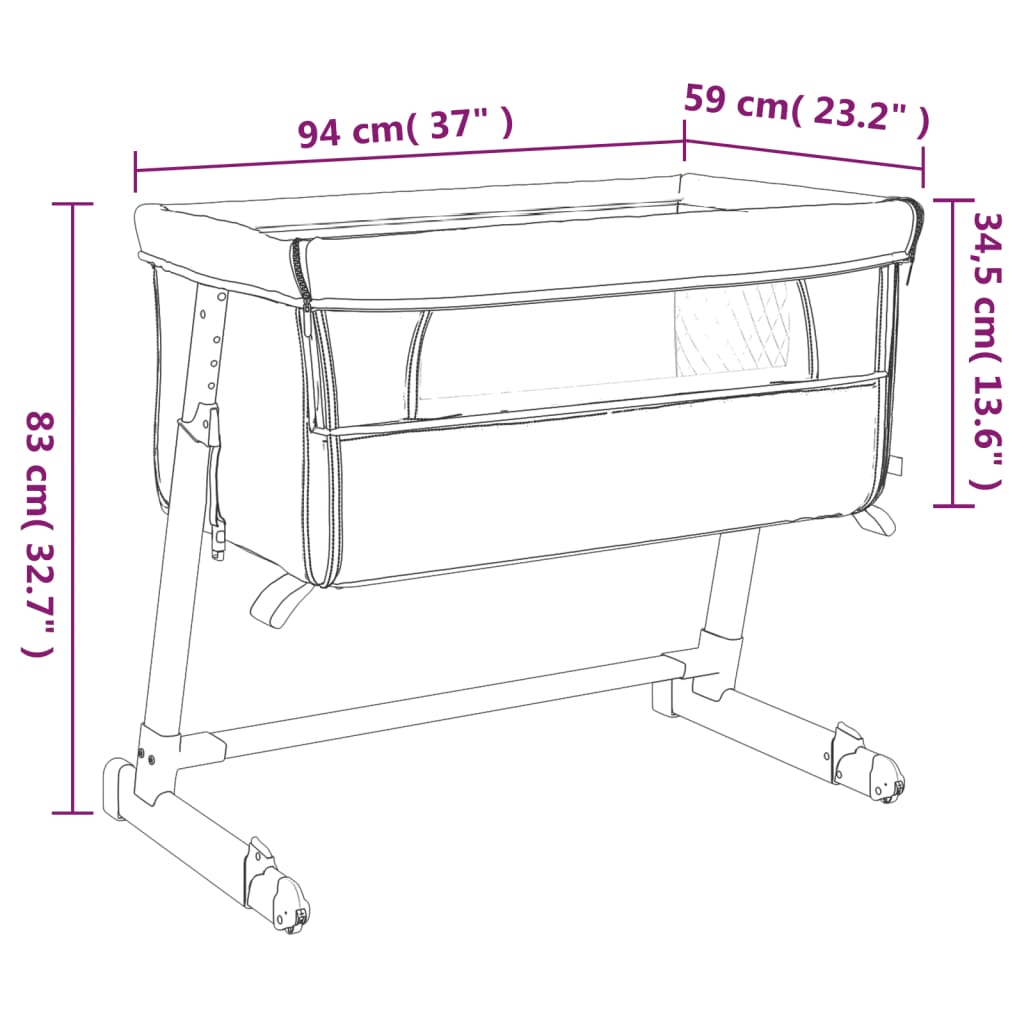 vidaXL Babybett mit Matratze Taupe Leinenstoff