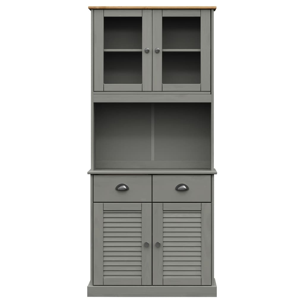 vidaXL Highboard VIGO Grau 78x40x175 cm Massivholz Kiefer