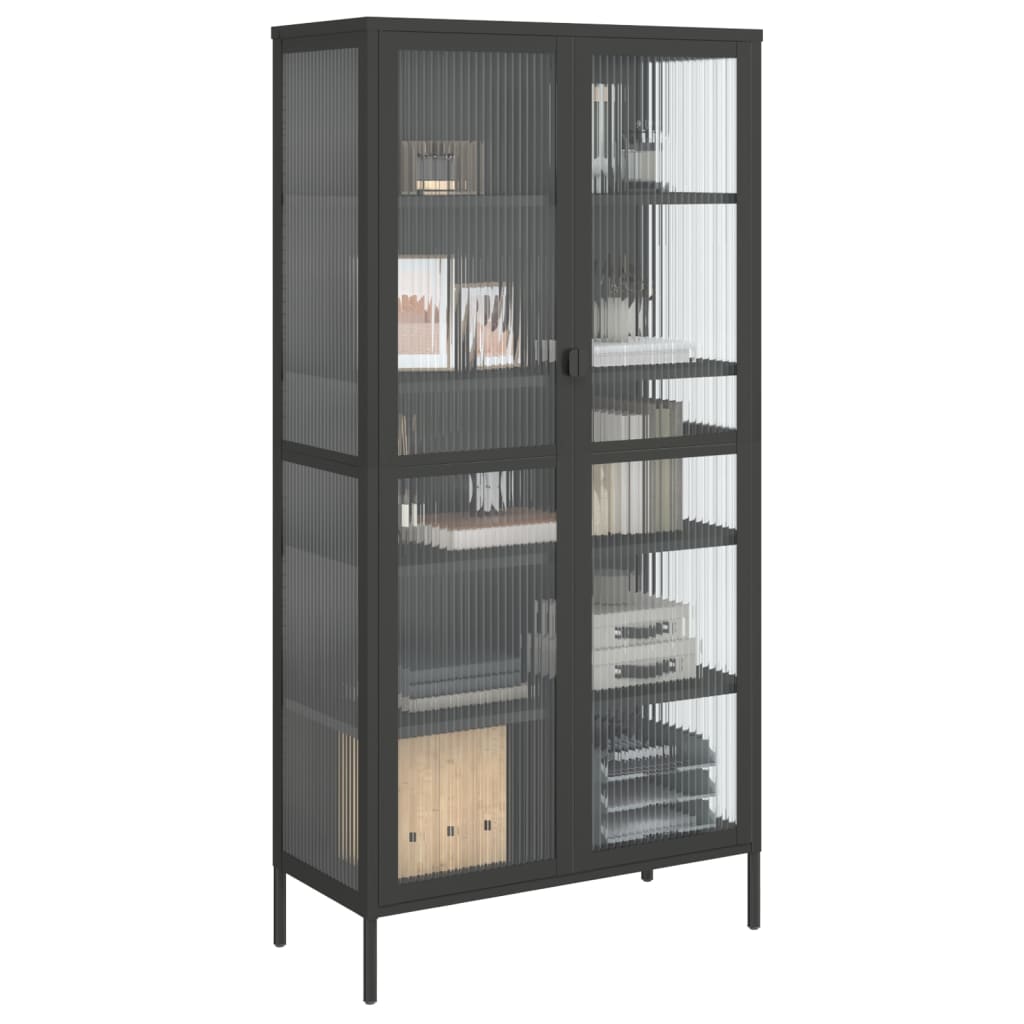 vidaXL Highboard Schwarz 85x40x180 cm Glas und Stahl