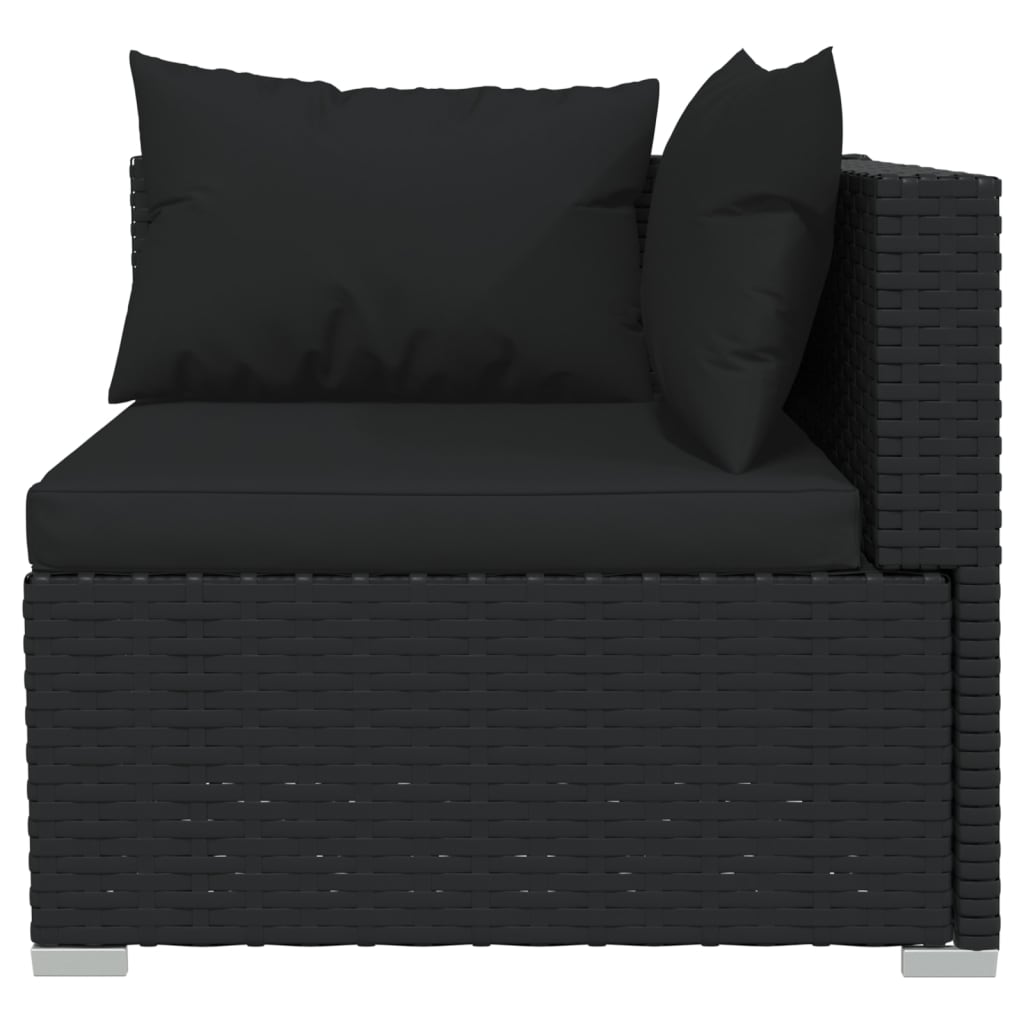 vidaXL 10-tlg. Garten-Lounge-Set mit Kissen Schwarz Poly Rattan