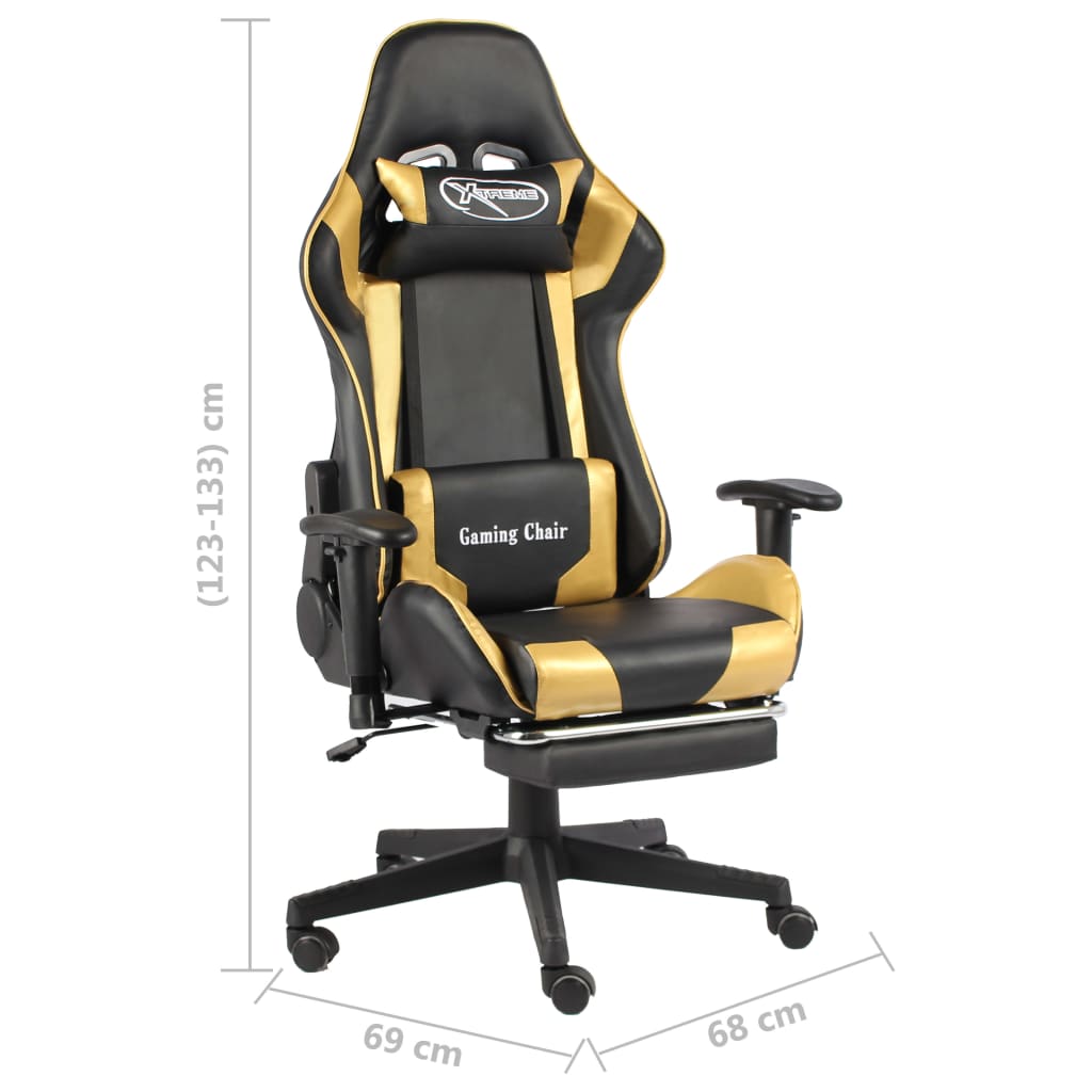 vidaXL Gaming-Stuhl mit Fußstütze Drehbar Golden PVC