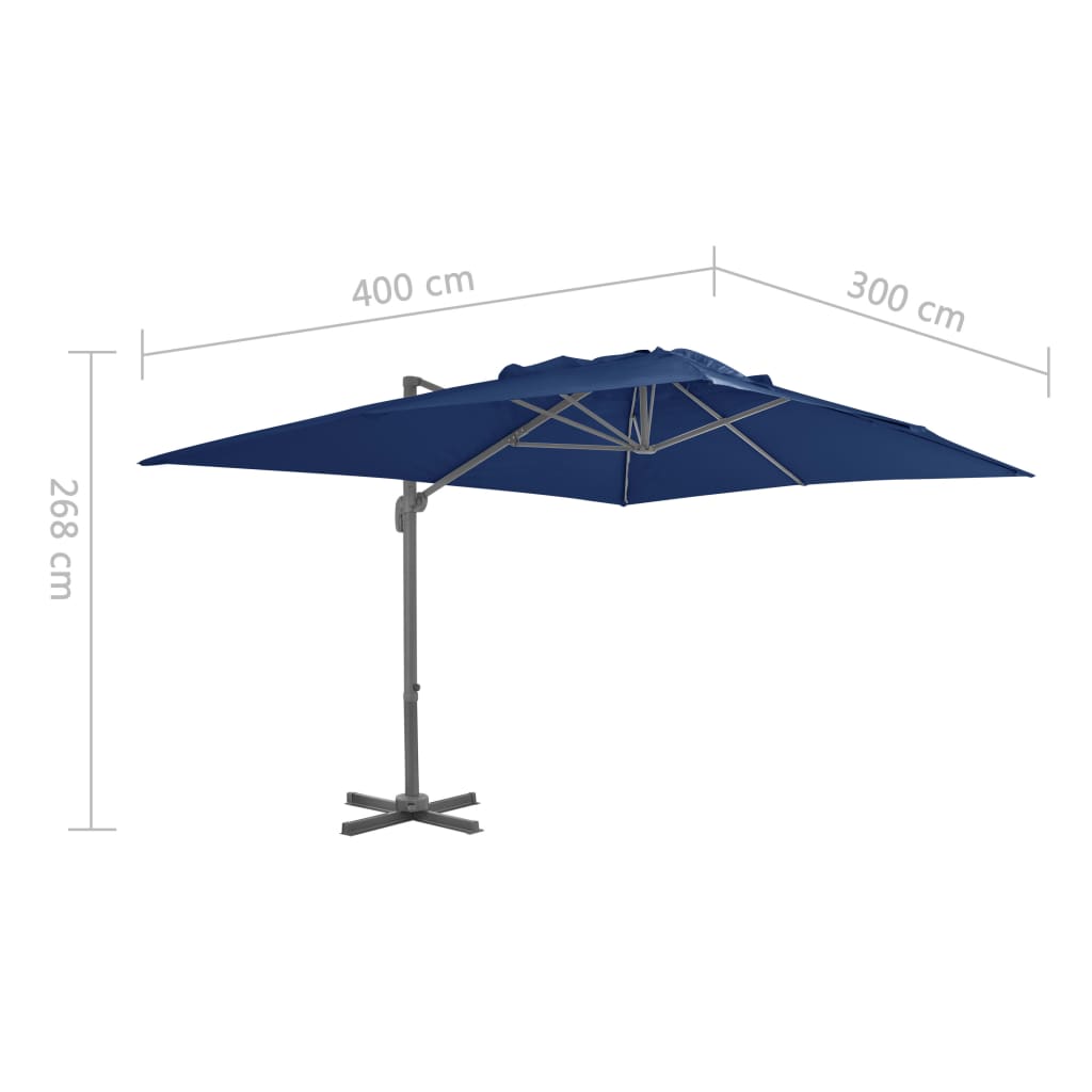 vidaXL Ampelschirm mit Aluminium-Mast 4x3 m Azurblau