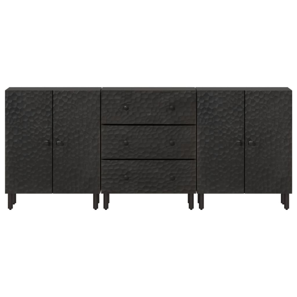 vidaXL Beistellschränke 3 Stk. Schwarz 60x33x75 cm Massivholz Mango