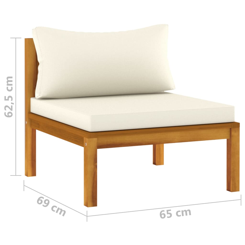 vidaXL 10-tlg. Garten-Lounge-Set mit Creme Kissen Massivholz Akazie