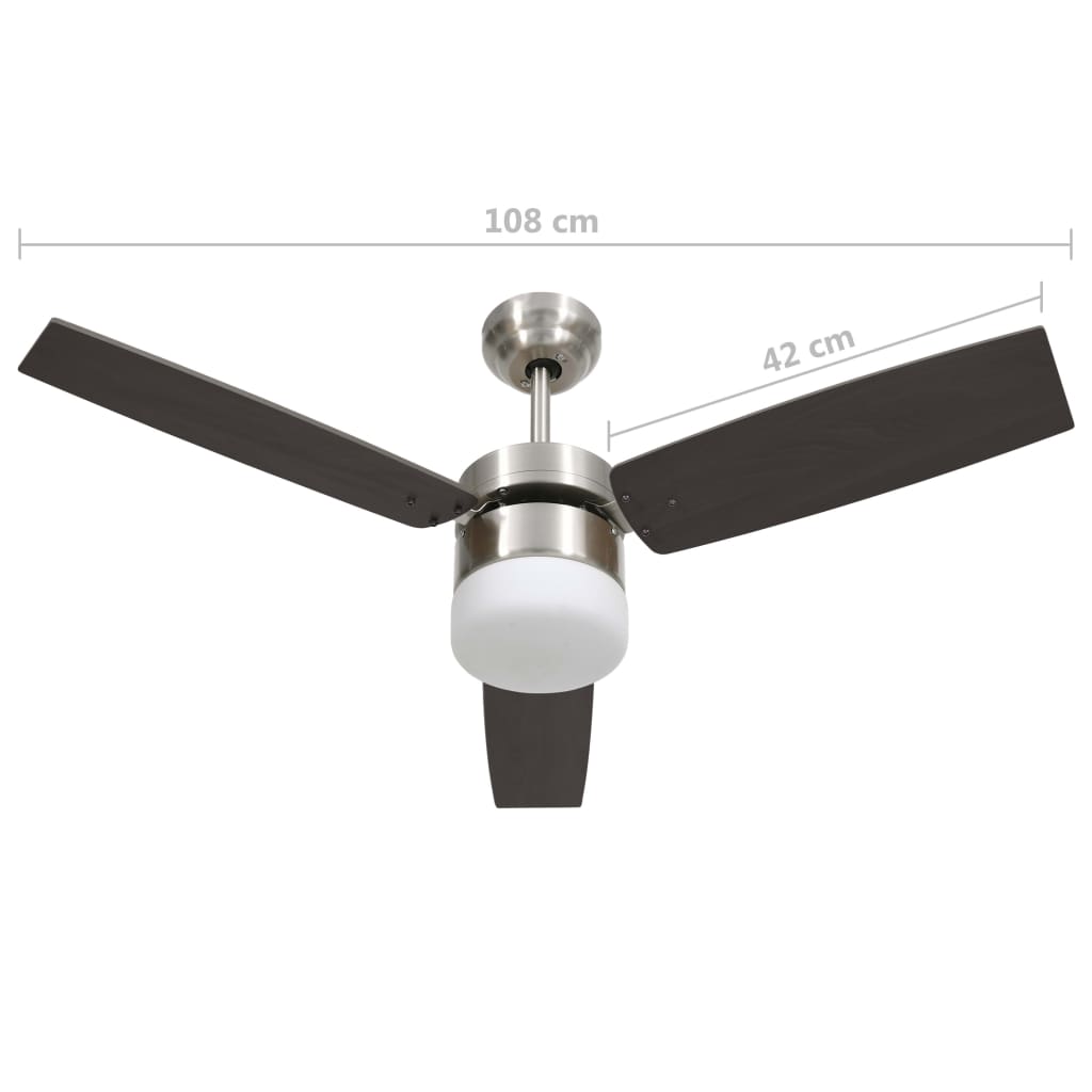 vidaXL Deckenventilator mit Licht und Fernbedienung 108 cm Dunkelbraun