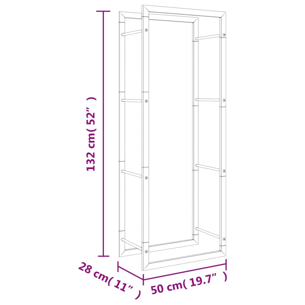 vidaXL Brennholzregal 50x28x132 cm Edelstahl