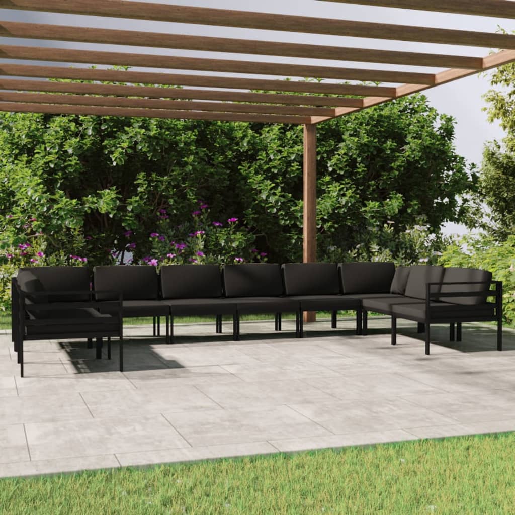 vidaXL 10-tlg. Garten-Lounge-Set mit Kissen Aluminium Anthrazit