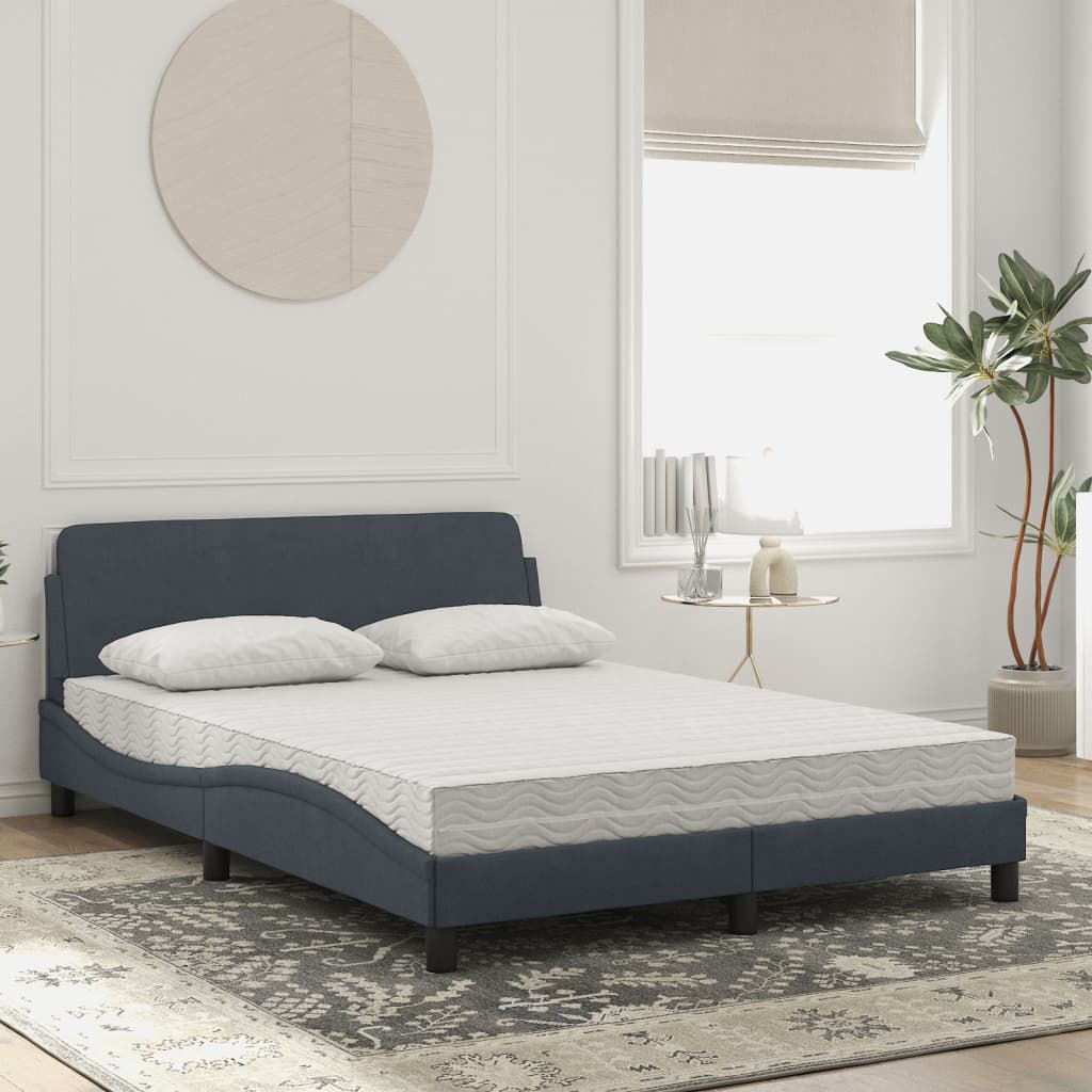 vidaXL Bett mit Matratze Dunkelgrau 140x200 cm Samt