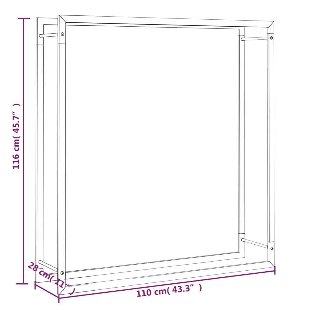 vidaXL Brennholzregal Mattschwarz 110x28x116 cm Stahl