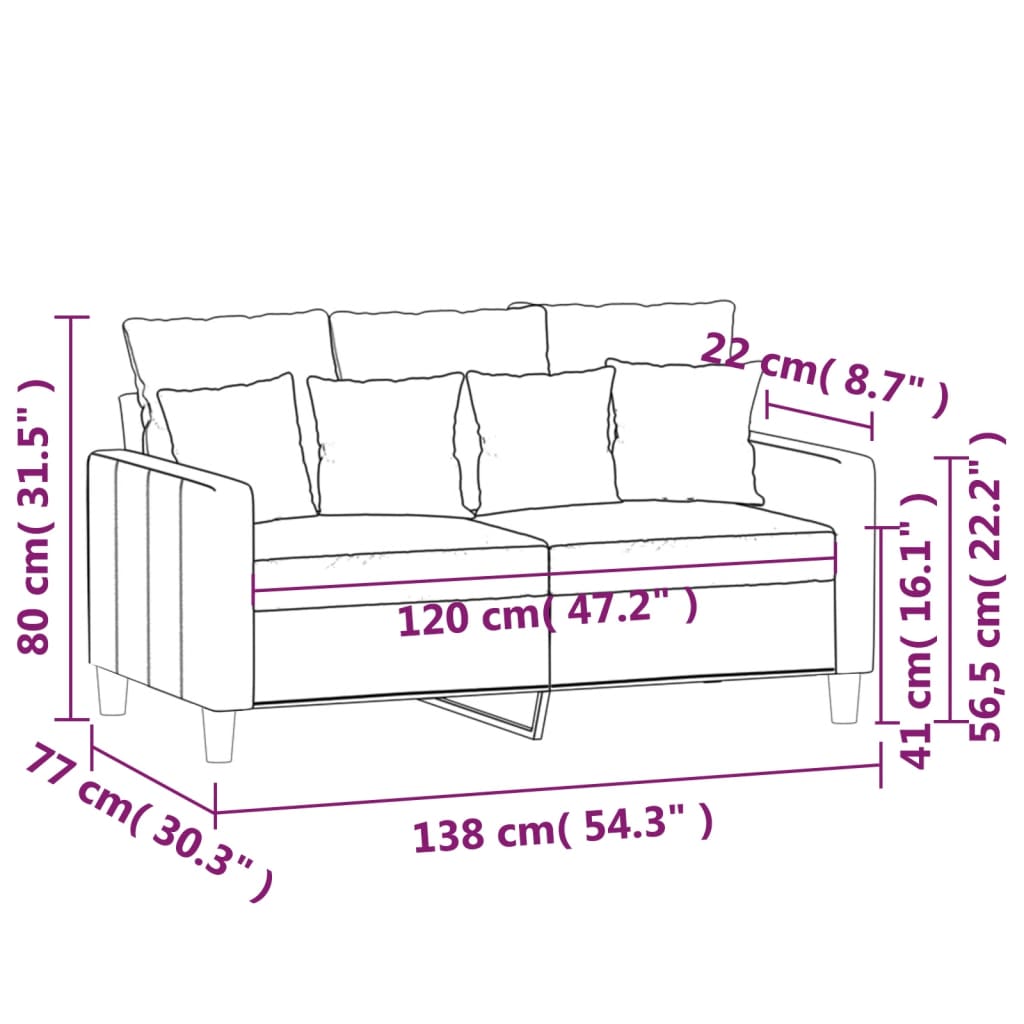 vidaXL 2-Sitzer-Sofa Gelb 120 cm Samt