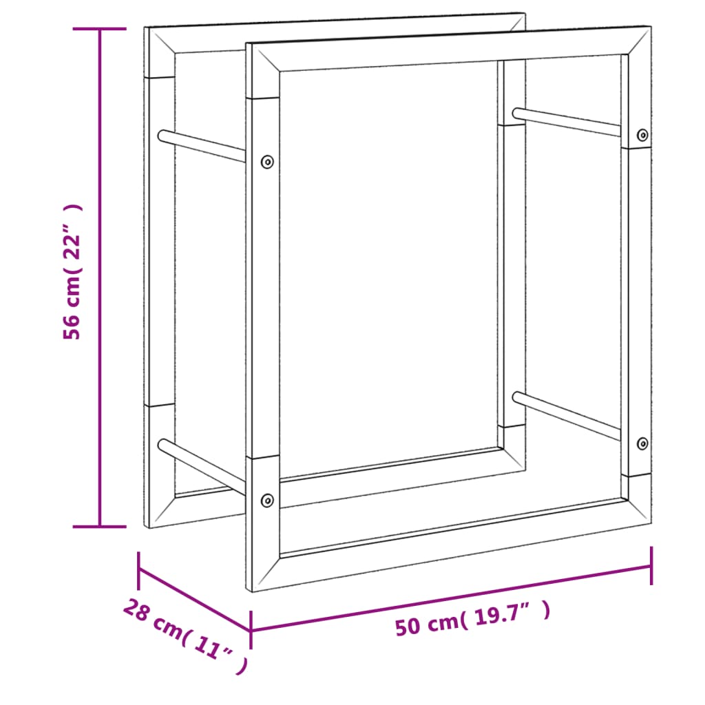 vidaXL Brennholzregal 50x28x56 cm Edelstahl