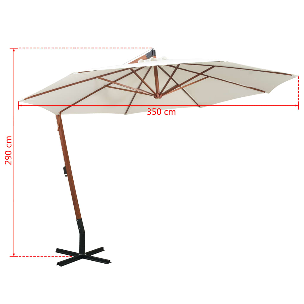 vidaXL Ampelschirm 350 cm Holzmast Weiß