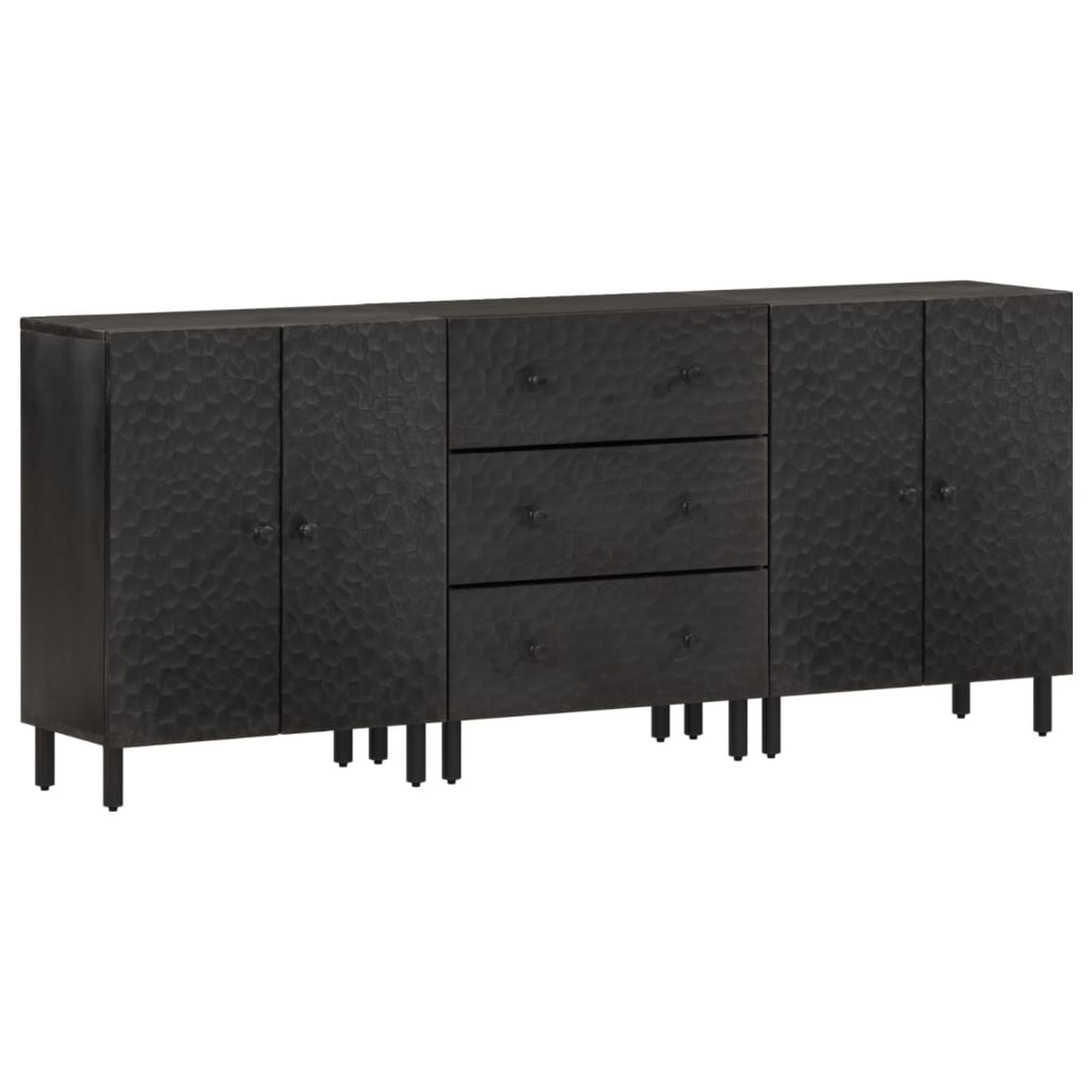 vidaXL Beistellschränke 3 Stk. Schwarz 60x33x75 cm Massivholz Mango