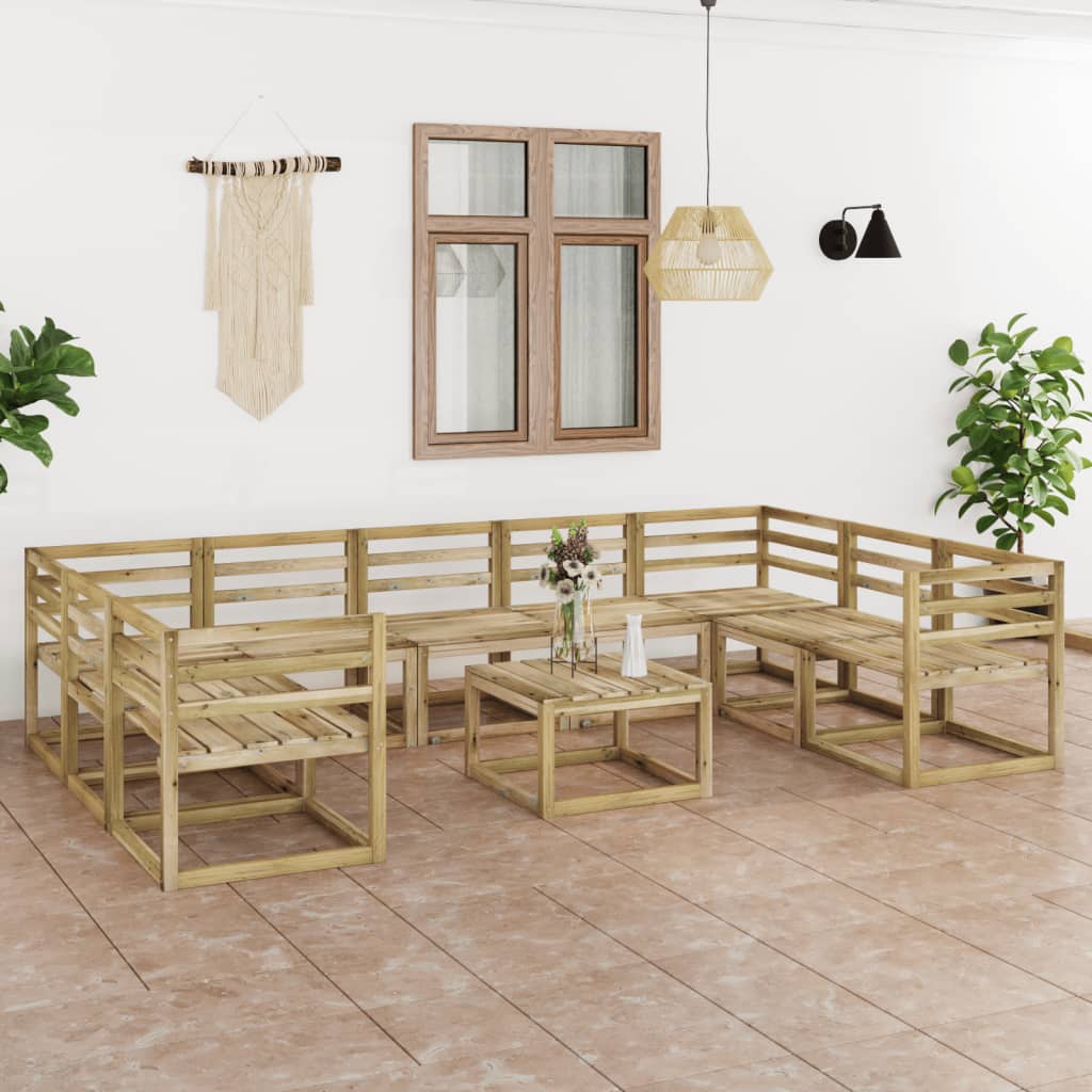 vidaXL 10-tlg. Garten-Lounge-Set Grün Imprägniertes Kiefernholz