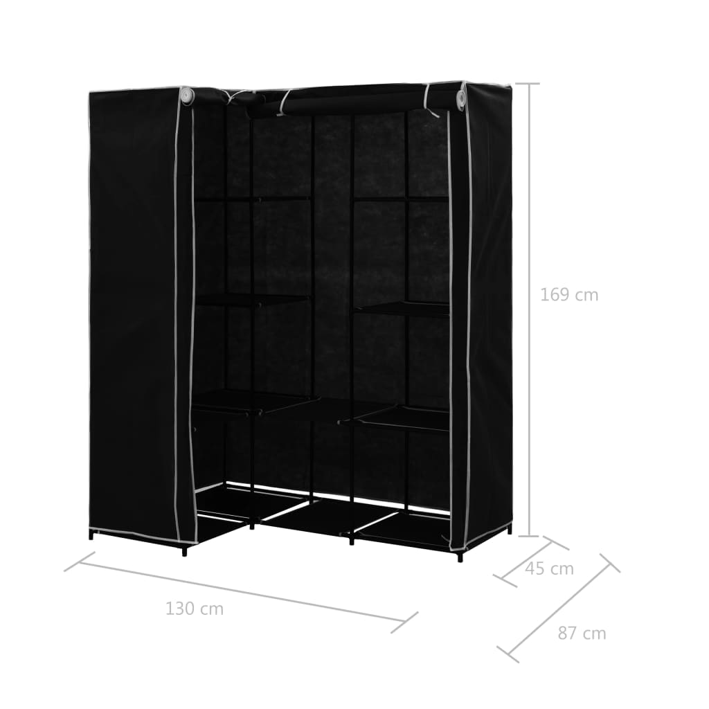 vidaXL Eckkleiderschrank Schwarz 130 x 87 x 169 cm