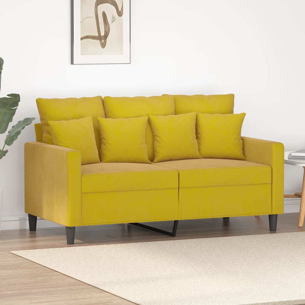 vidaXL 2-Sitzer-Sofa Gelb 120 cm Samt