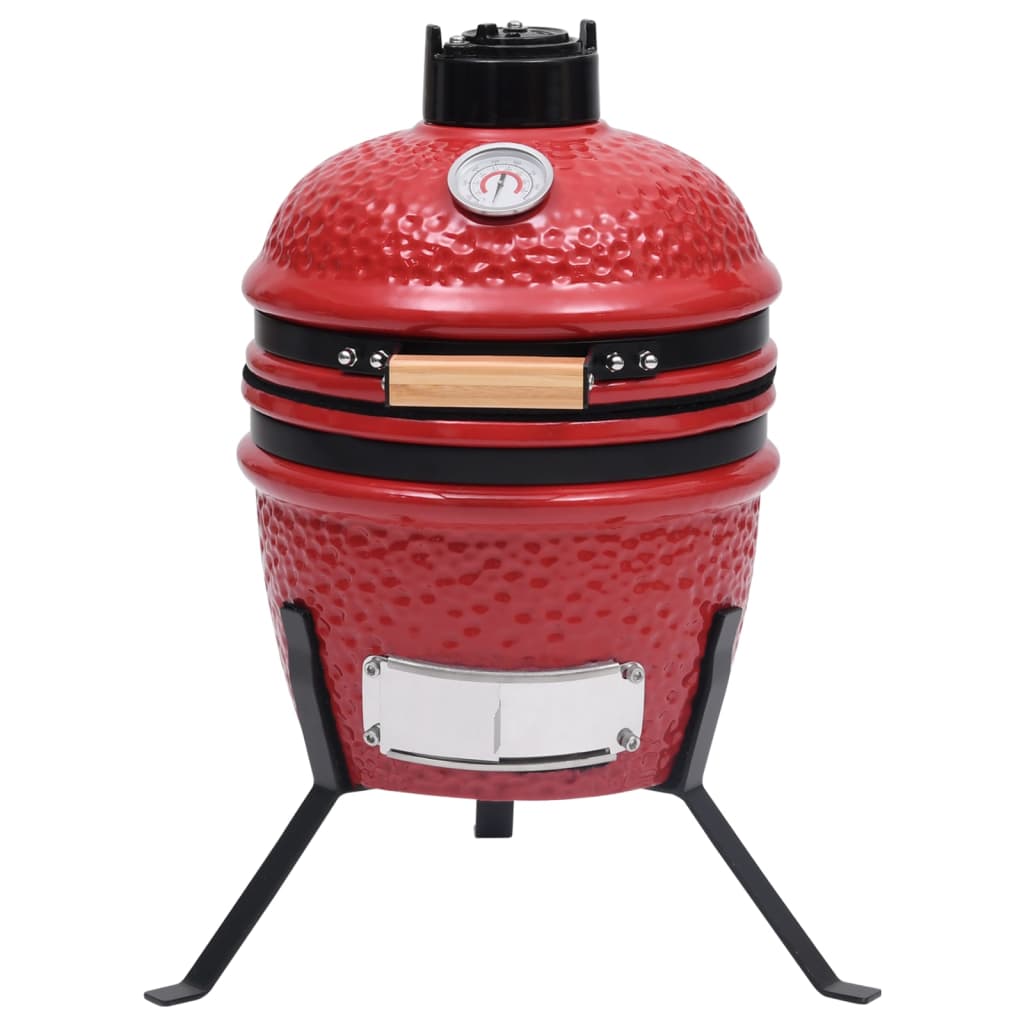 vidaXL 2-in-1 Kamado-Grill Smoker Keramik 56 cm Rot