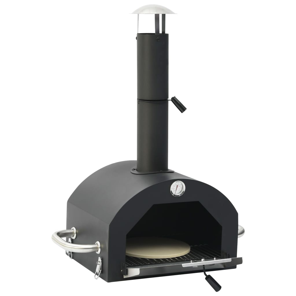 vidaXL 3-in-1 Outdoor-Pizzaofen & Grill Schwarz