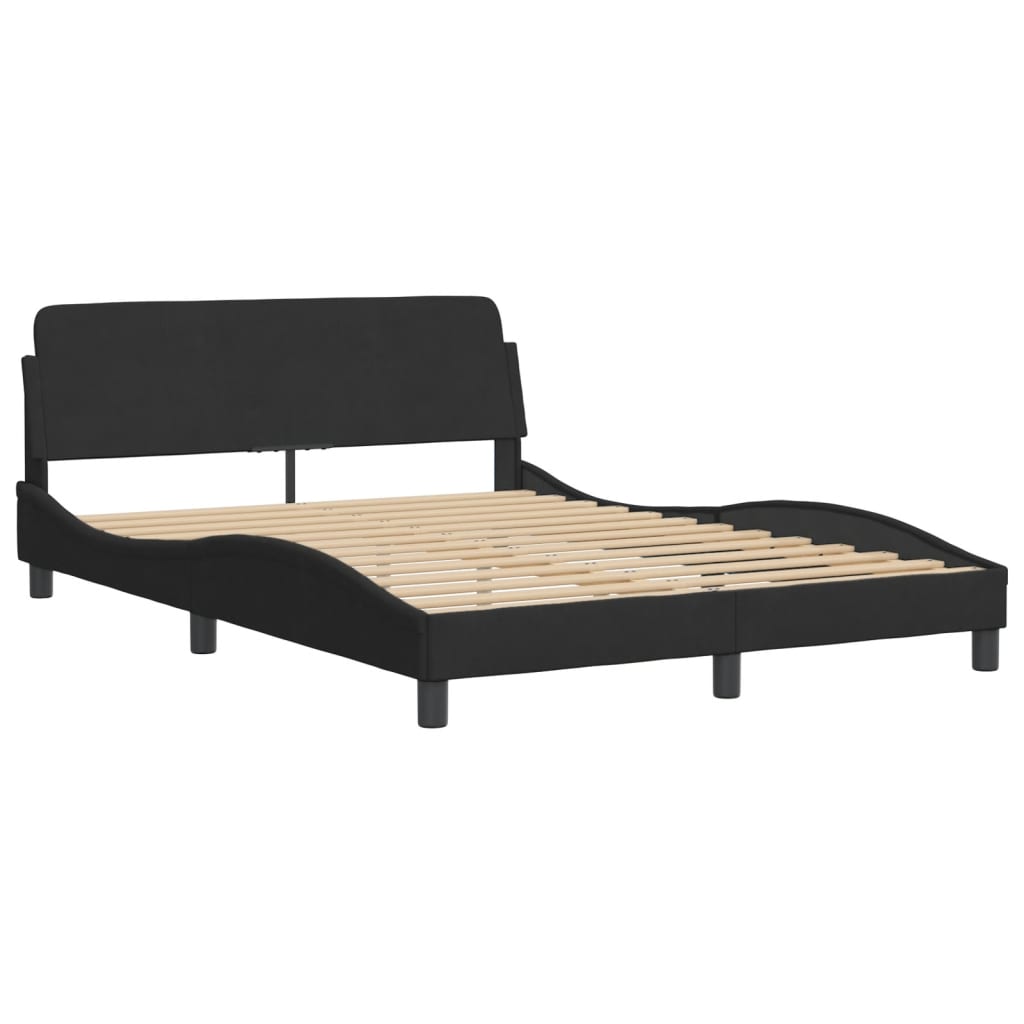 vidaXL Bett mit Matratze Schwarz 140x190 cm Samt