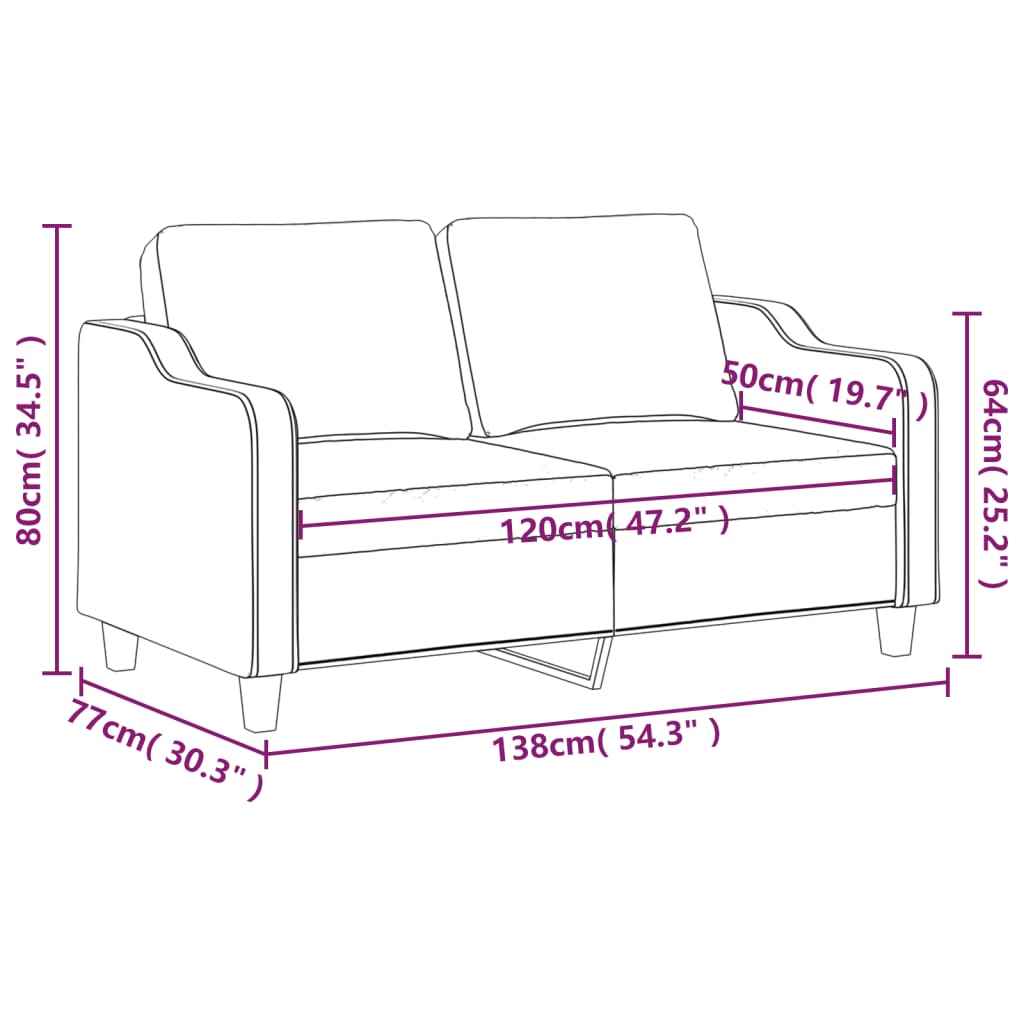 vidaXL 2-Sitzer-Sofa Hellgelb 120 cm Stoff