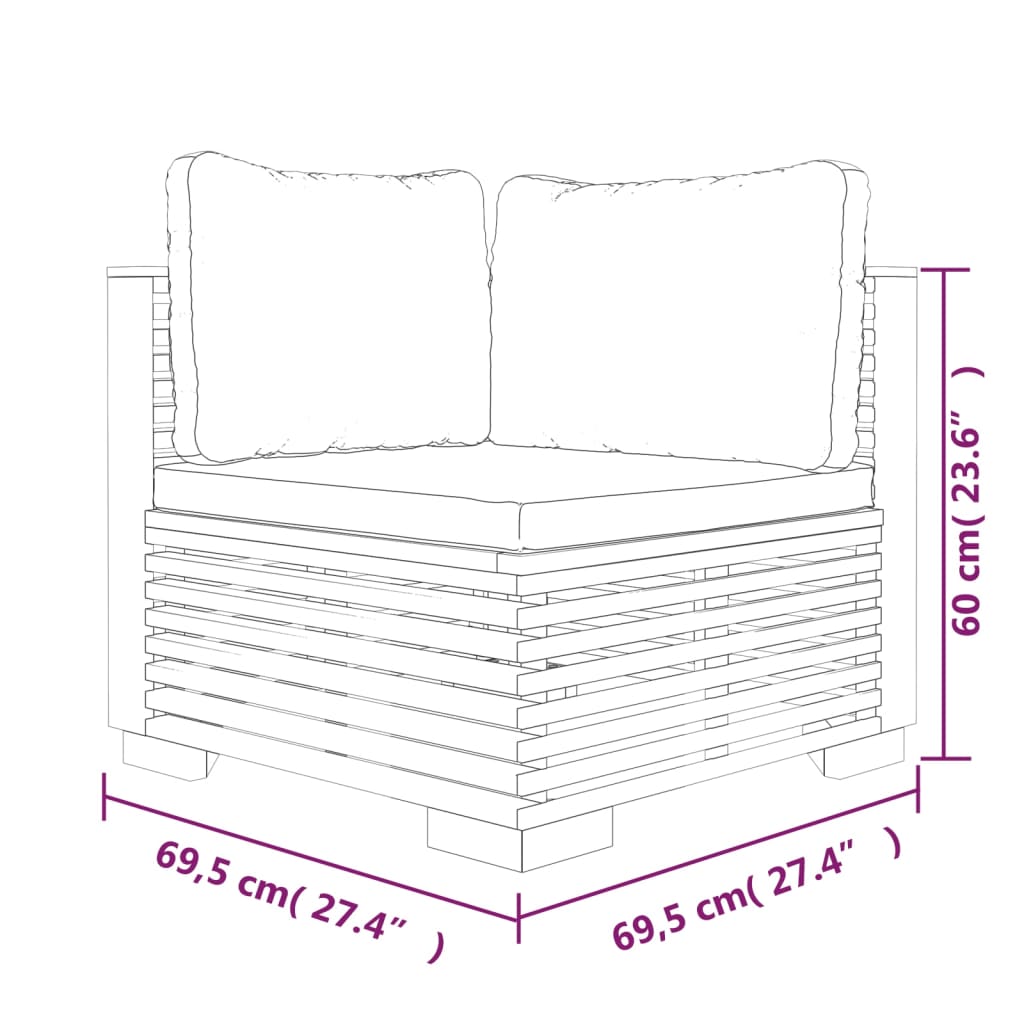 vidaXL 10-tlg. Garten-Lounge-Set mit Kissen Massivholz Teak