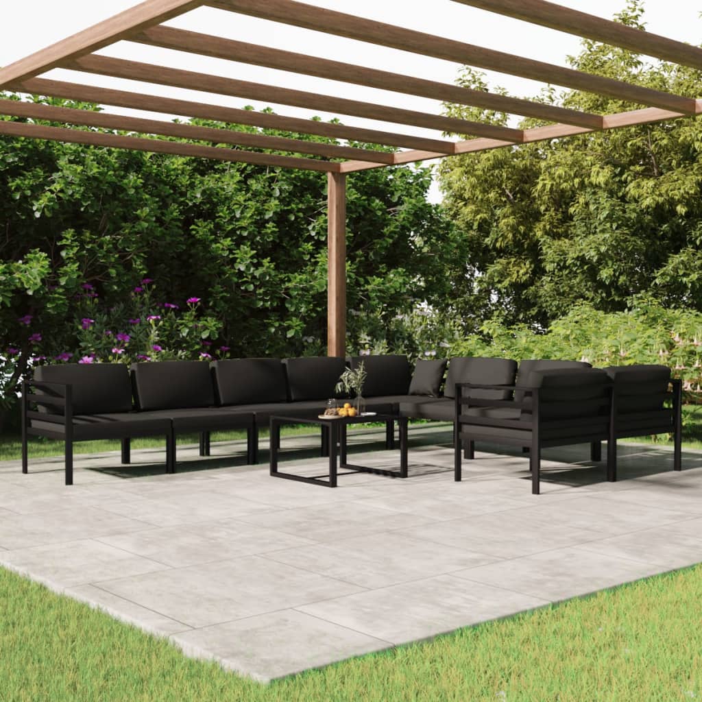 vidaXL 10-tlg. Garten-Lounge-Set mit Kissen Aluminium Anthrazit