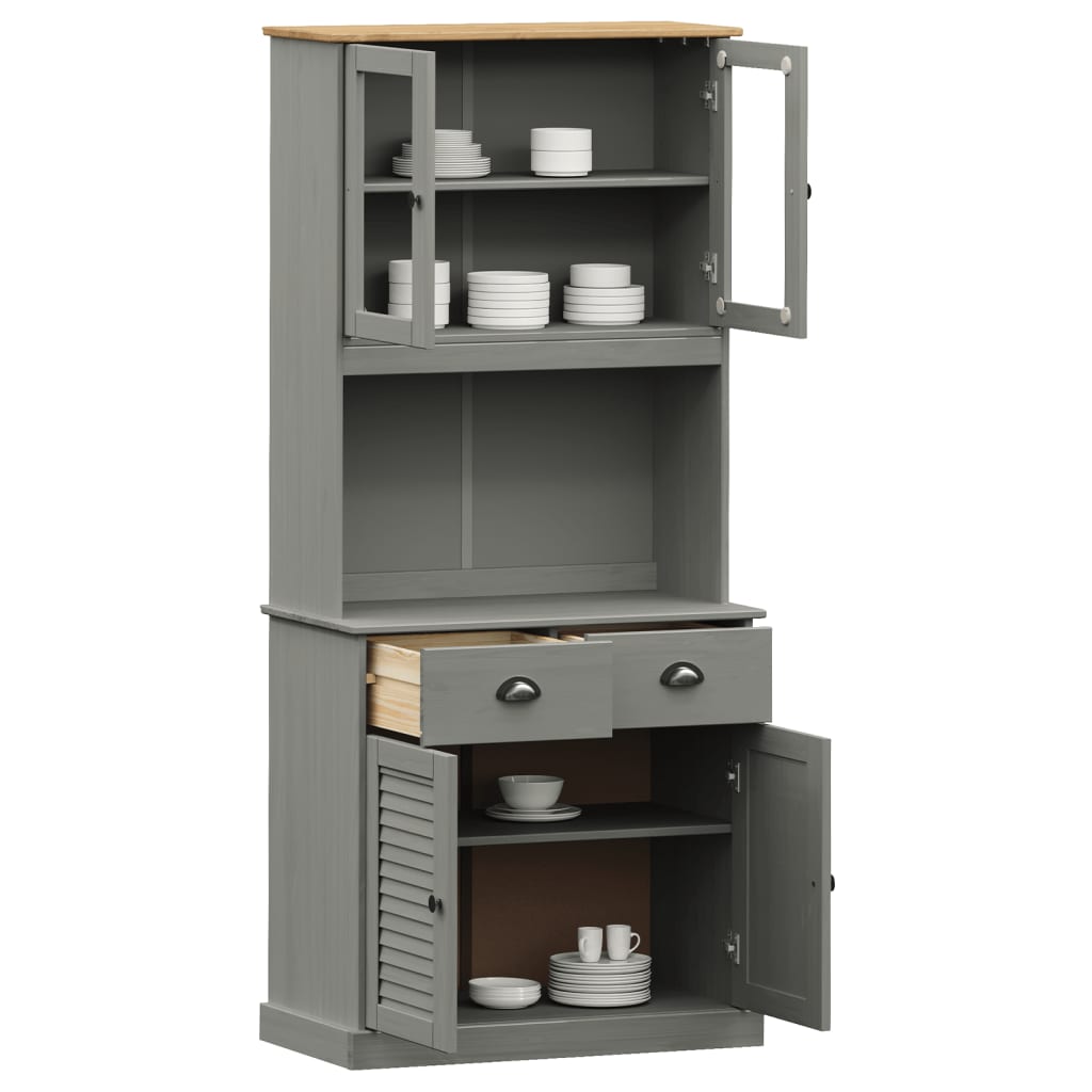 vidaXL Highboard VIGO Grau 78x40x175 cm Massivholz Kiefer