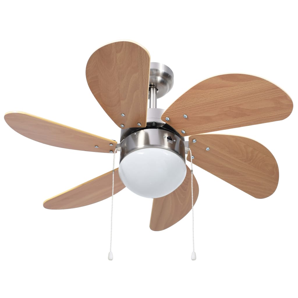 vidaXL Deckenventilator mit Lampe 76 cm Hellbraun