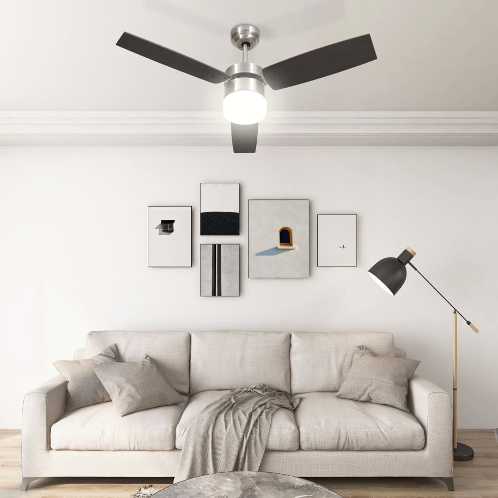 vidaXL Deckenventilator mit Licht und Fernbedienung 108 cm Dunkelbraun