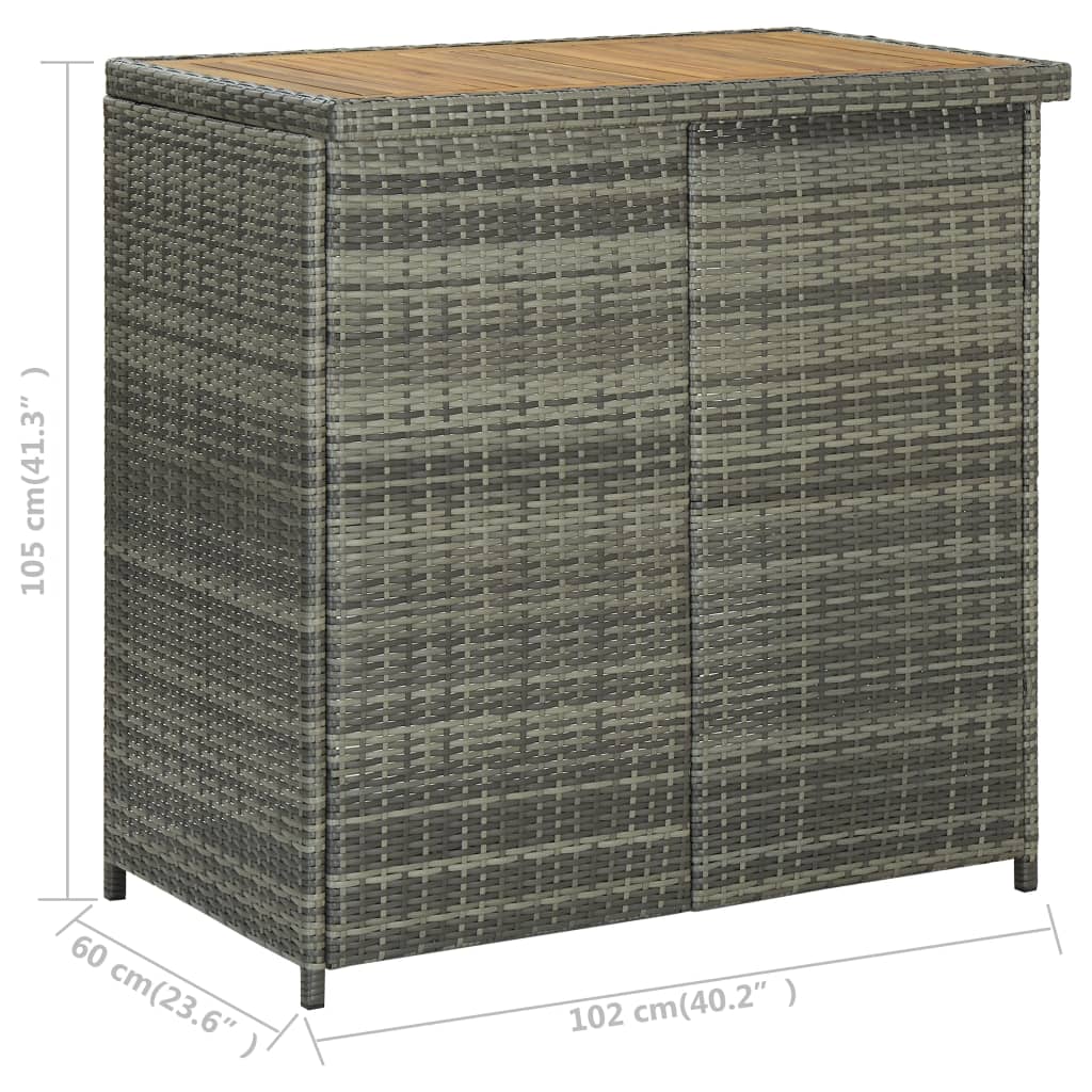 vidaXL 3-tlg. Bar Set Poly Rattan Grau