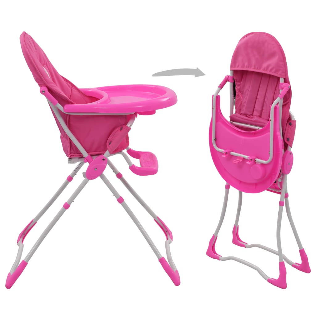 vidaXL Baby-Hochstuhl Rosa und Weiß 