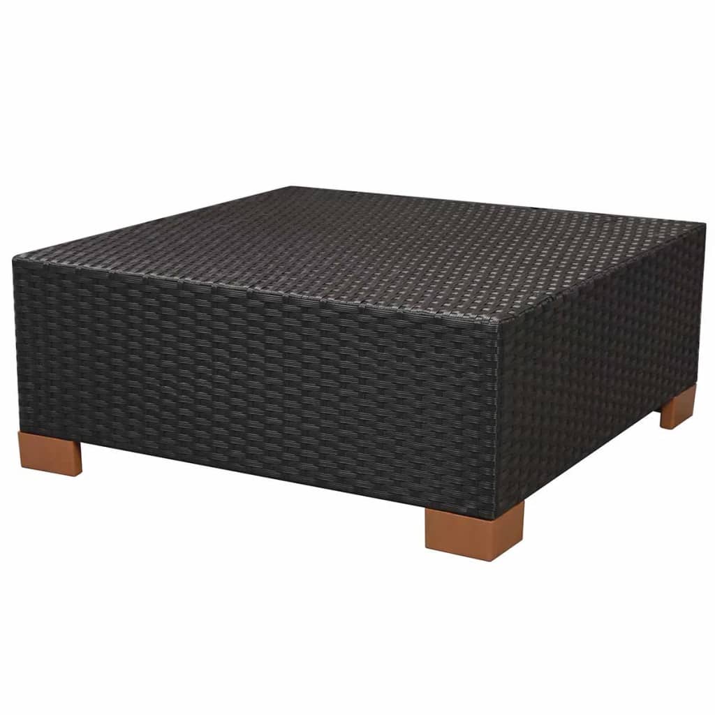 vidaXL 10-piece garden lounge set with cushions poly rattan black