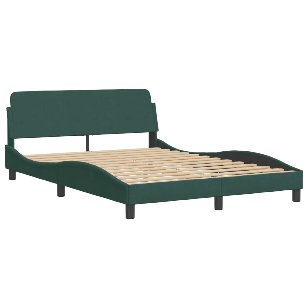 vidaXL Bett mit Matratze Dunkelgrün 140x190 cm Samt