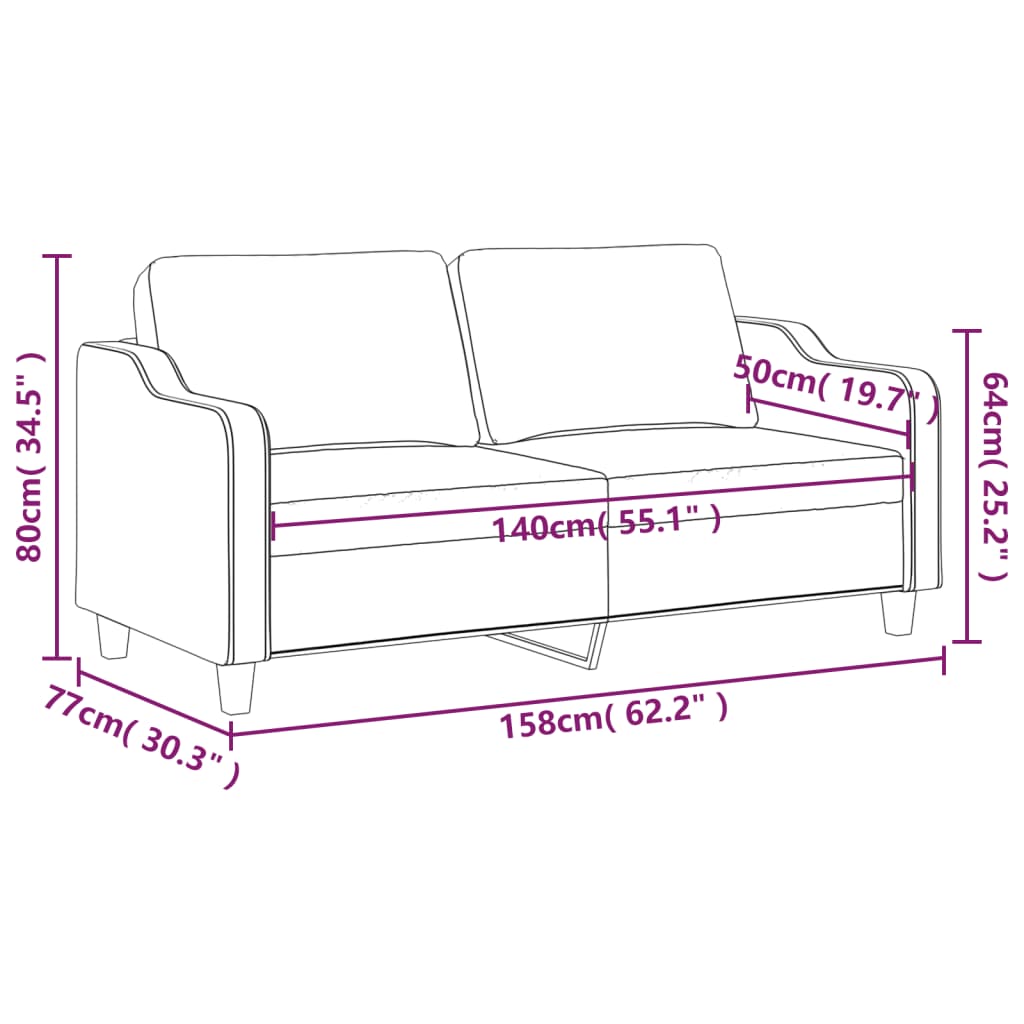 vidaXL 2-Sitzer-Sofa Hellgelb 140 cm Stoff