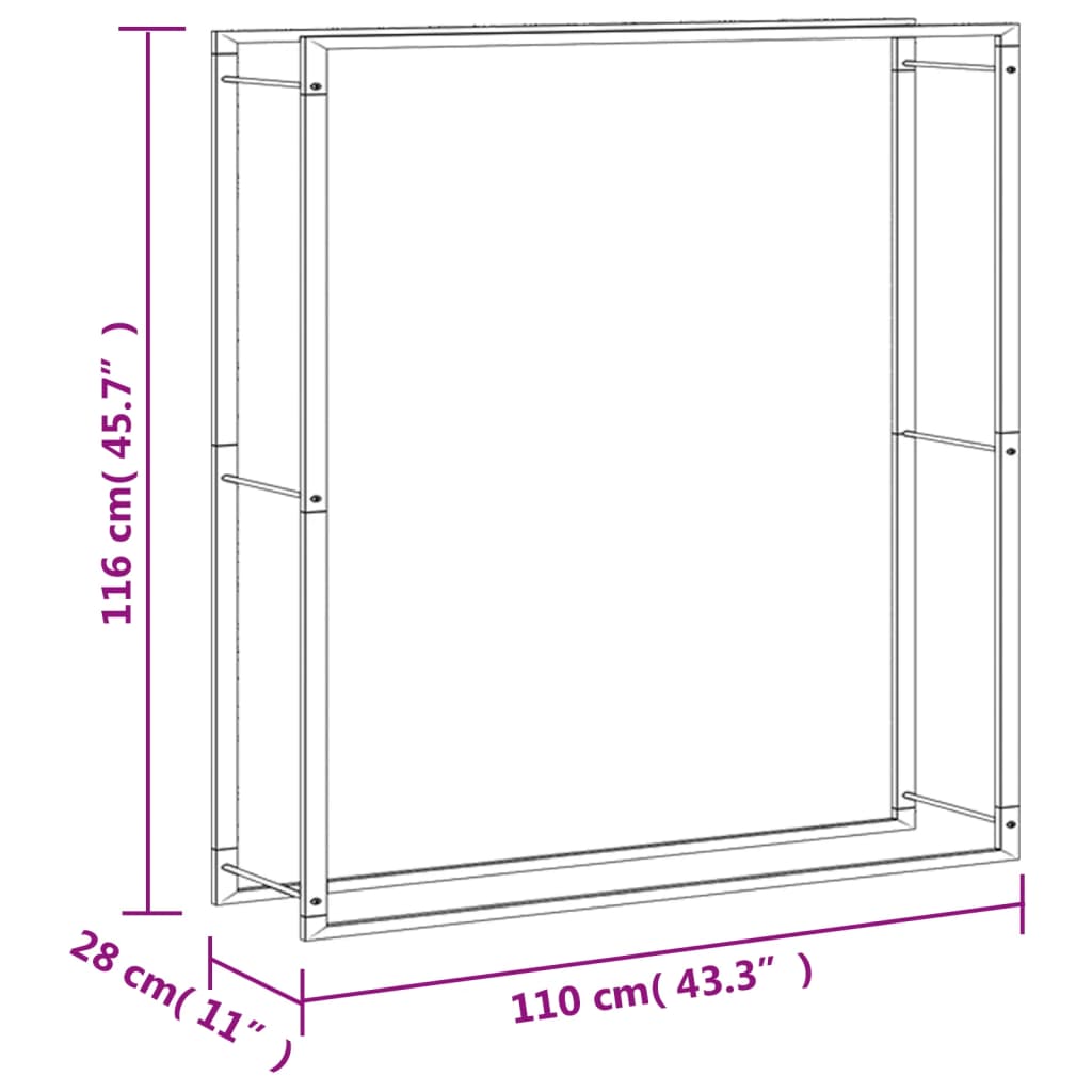 vidaXL Brennholzregal 110x28x116 cm Edelstahl