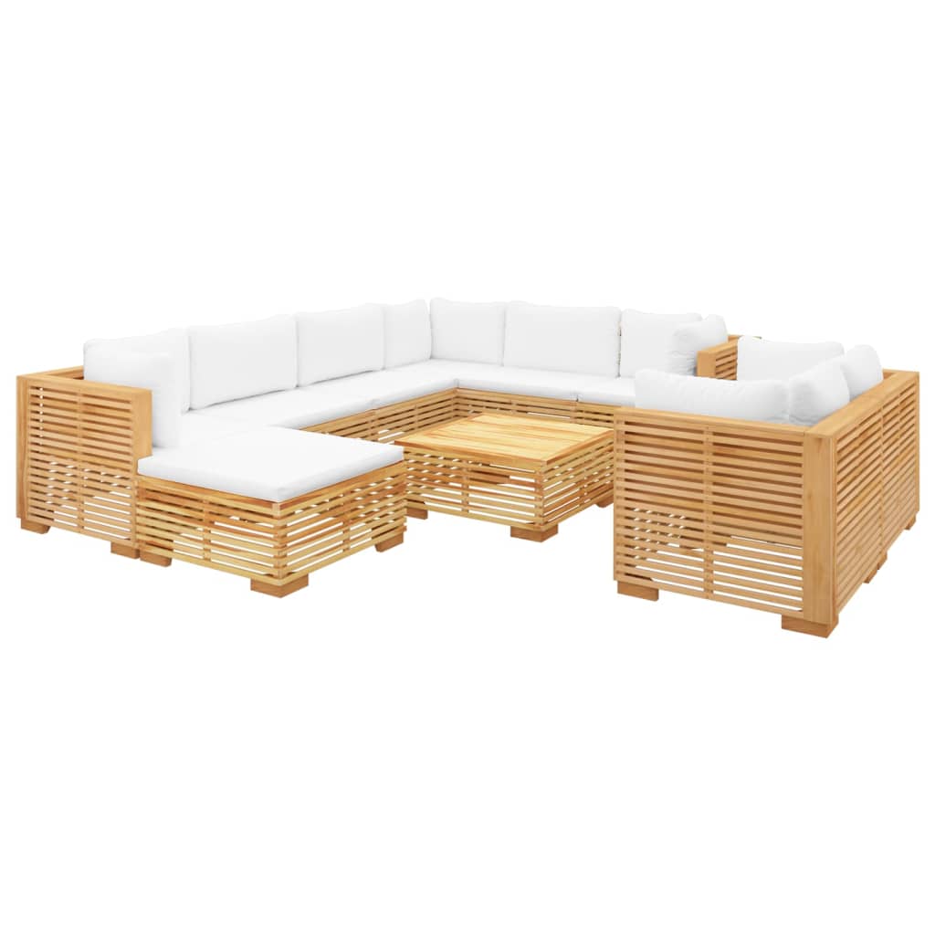 vidaXL 10-tlg. Garten-Lounge-Set mit Kissen Massivholz Teak