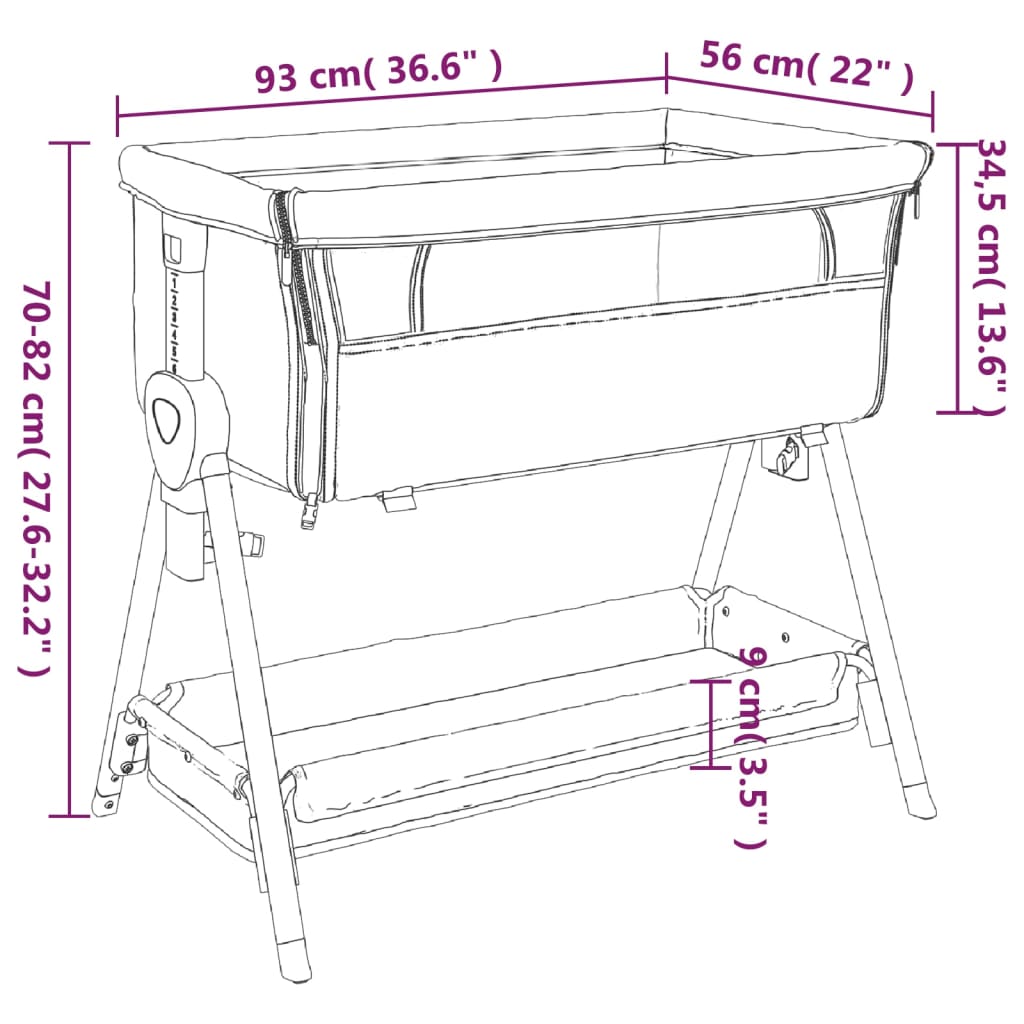 vidaXL Babybett mit Matratze Taupe Leinenstoff