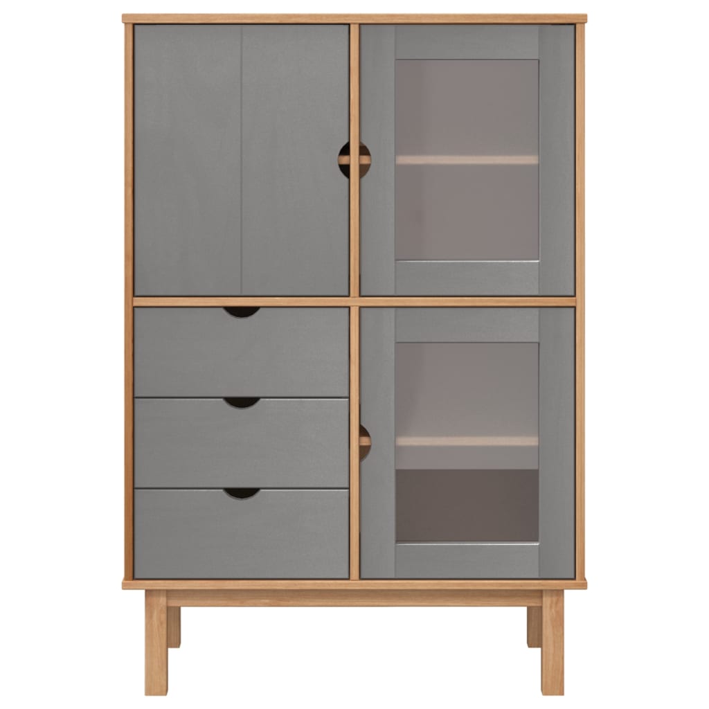 vidaXL Highboard OTTA Braun&Grau 85x43x125 cm Massivholz Kiefer