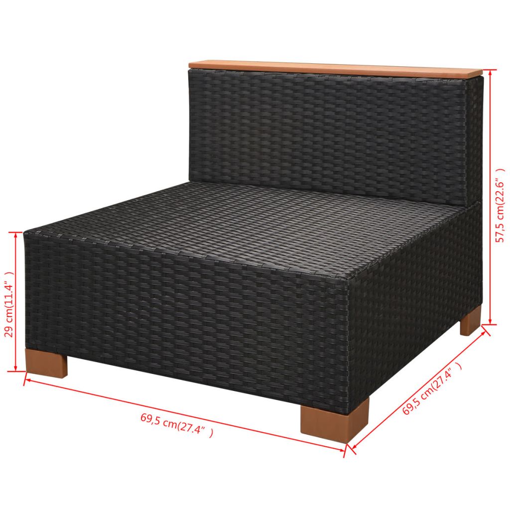 vidaXL 10-tlg. Garten-Lounge-Set mit Auflagen Poly Rattan Schwarz