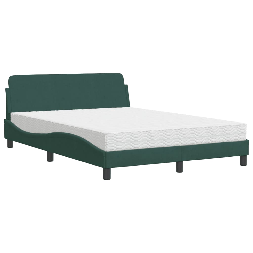 vidaXL Bett mit Matratze Dunkelgrün 140x190 cm Samt