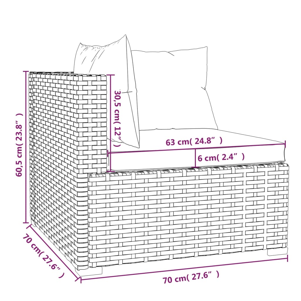 vidaXL 10-tlg. Garten-Lounge-Set mit Kissen Schwarz Poly Rattan