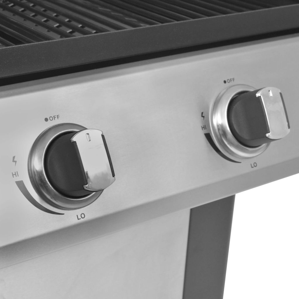 vidaXL Gasgrill 2+1 Flammen Schwarz und Silbern