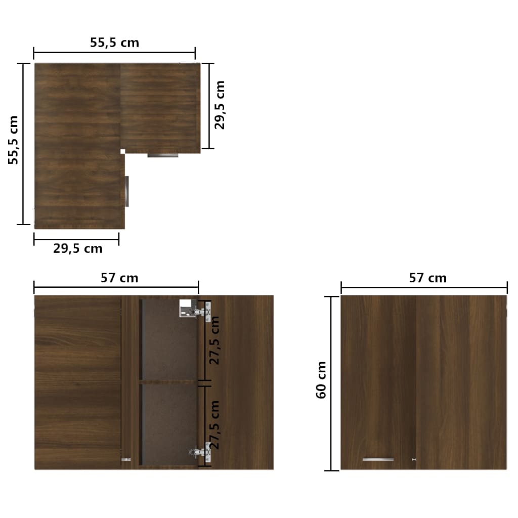 vidaXL Eck-Hängeschrank Braun Eichen-Optik 57x57x60 cm Holzwerkstoff