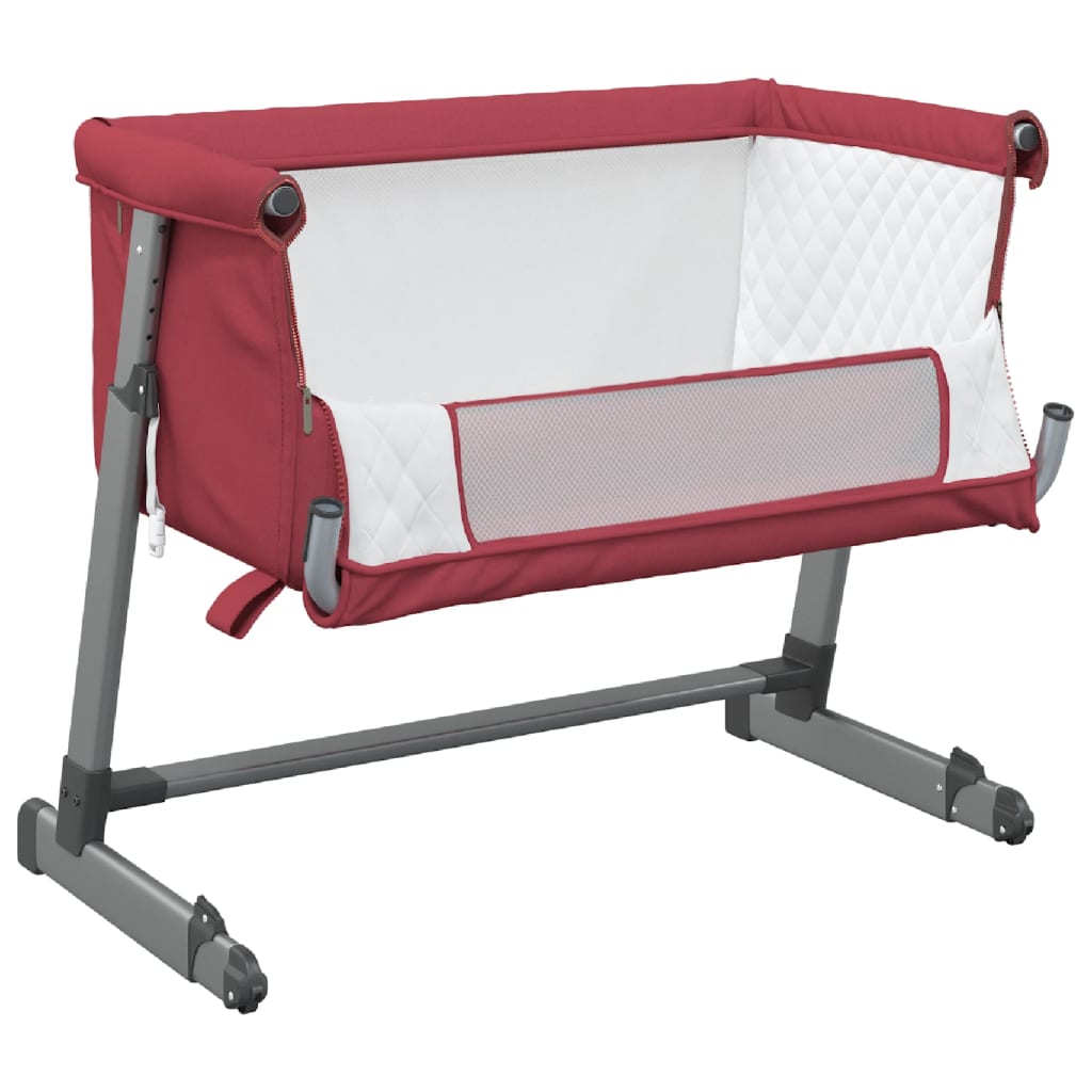 vidaXL Babybett mit Matratze Rot Leinenstoff