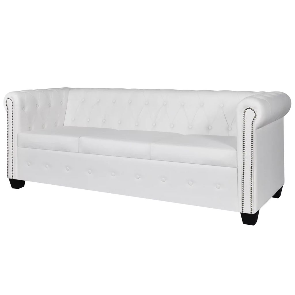   vidaXL Chesterfield-Sofas 2-Sitzer und 3-Sitzer Kunstleder Weiß 